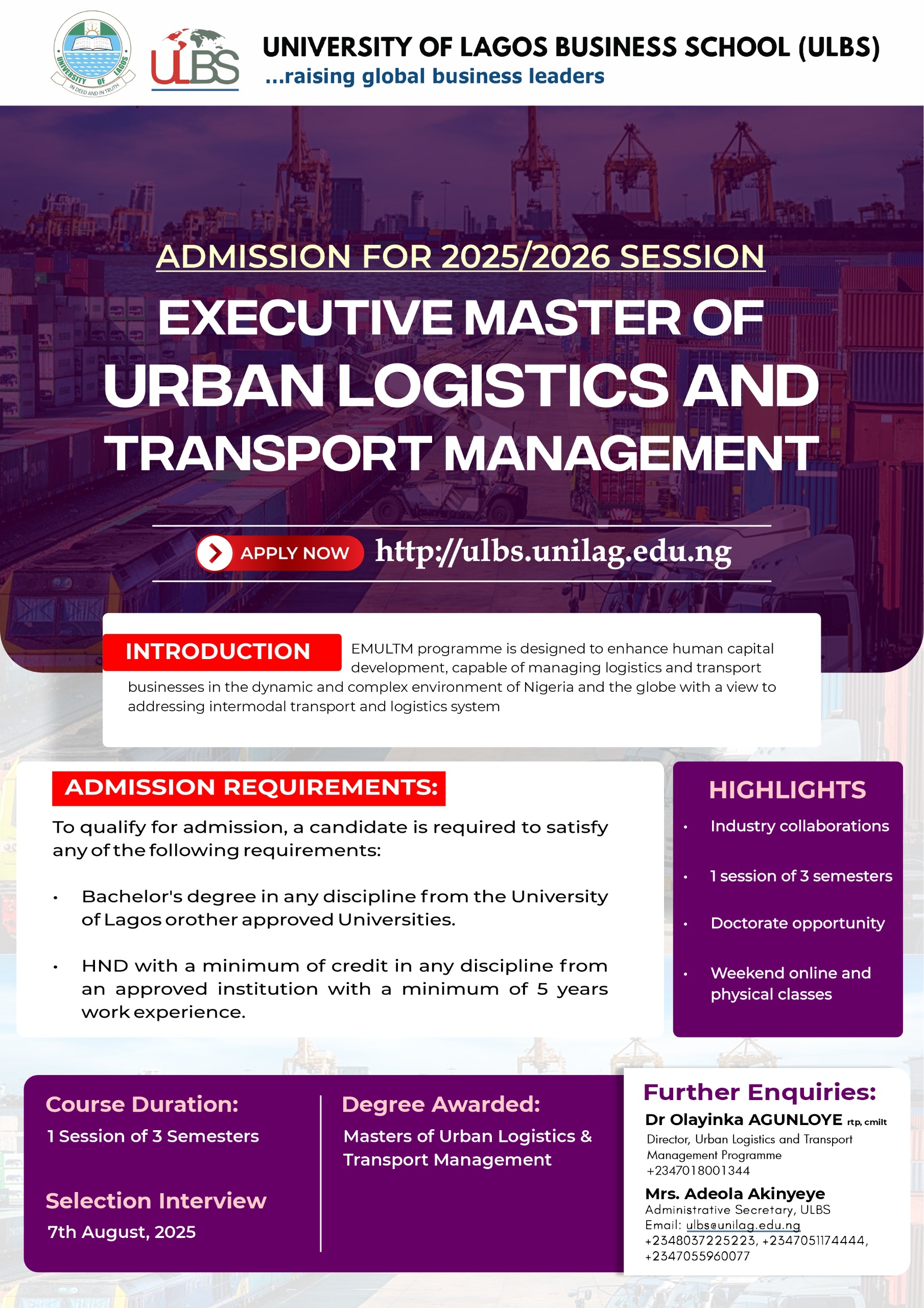Executive Master of Transport Management